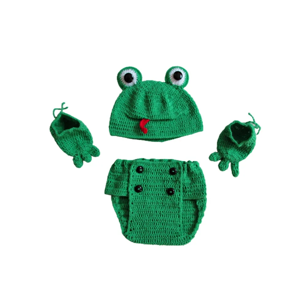 Fantasia Mêsversário Sapo Crochê para Bebês - Kit 4 Peças