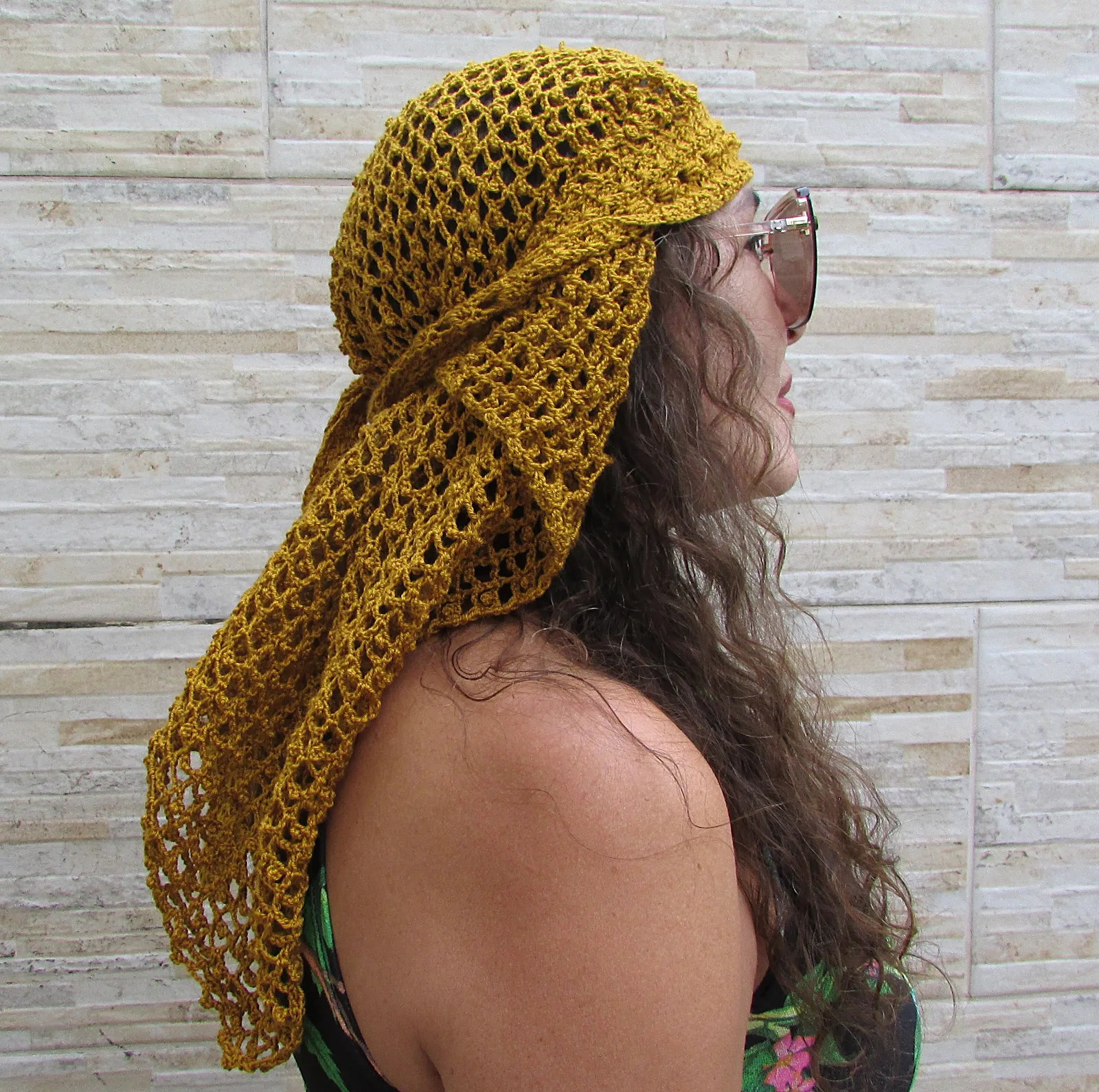 Lenço em Crochê Solstício Dourado