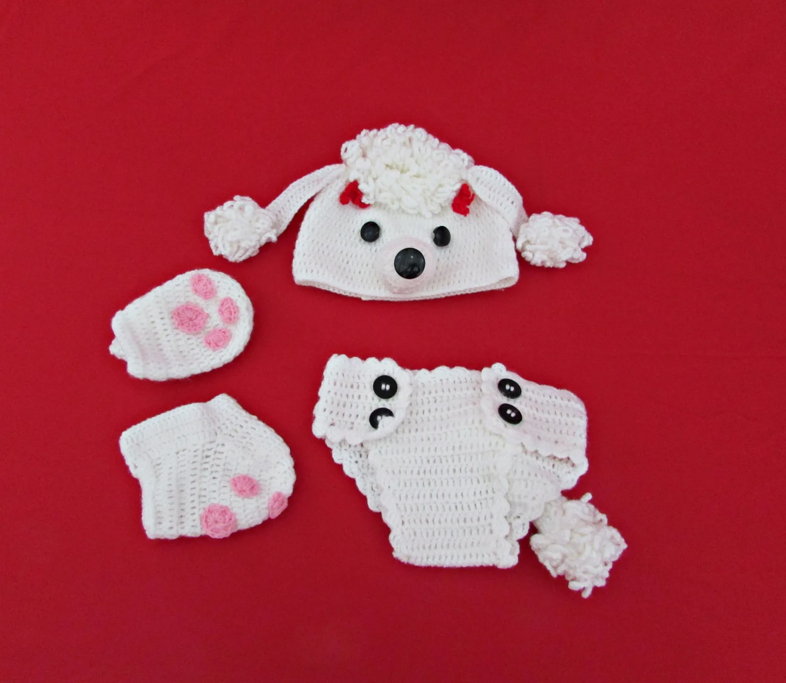Fantasia Crochê Newborn Cachorro - Kit Roupa Bebê Para Fotos