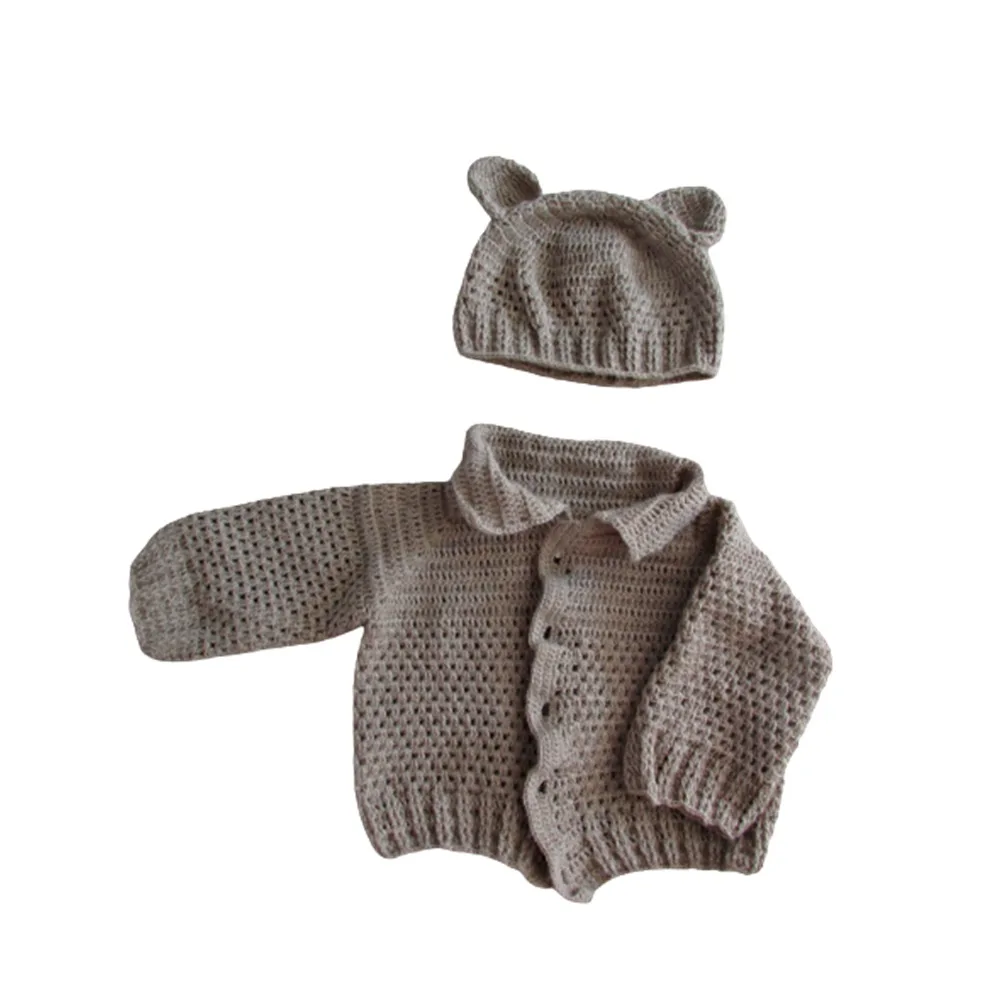 Conjunto Crochê de Bebê Fofo - Casaco e Touca de Ursinho