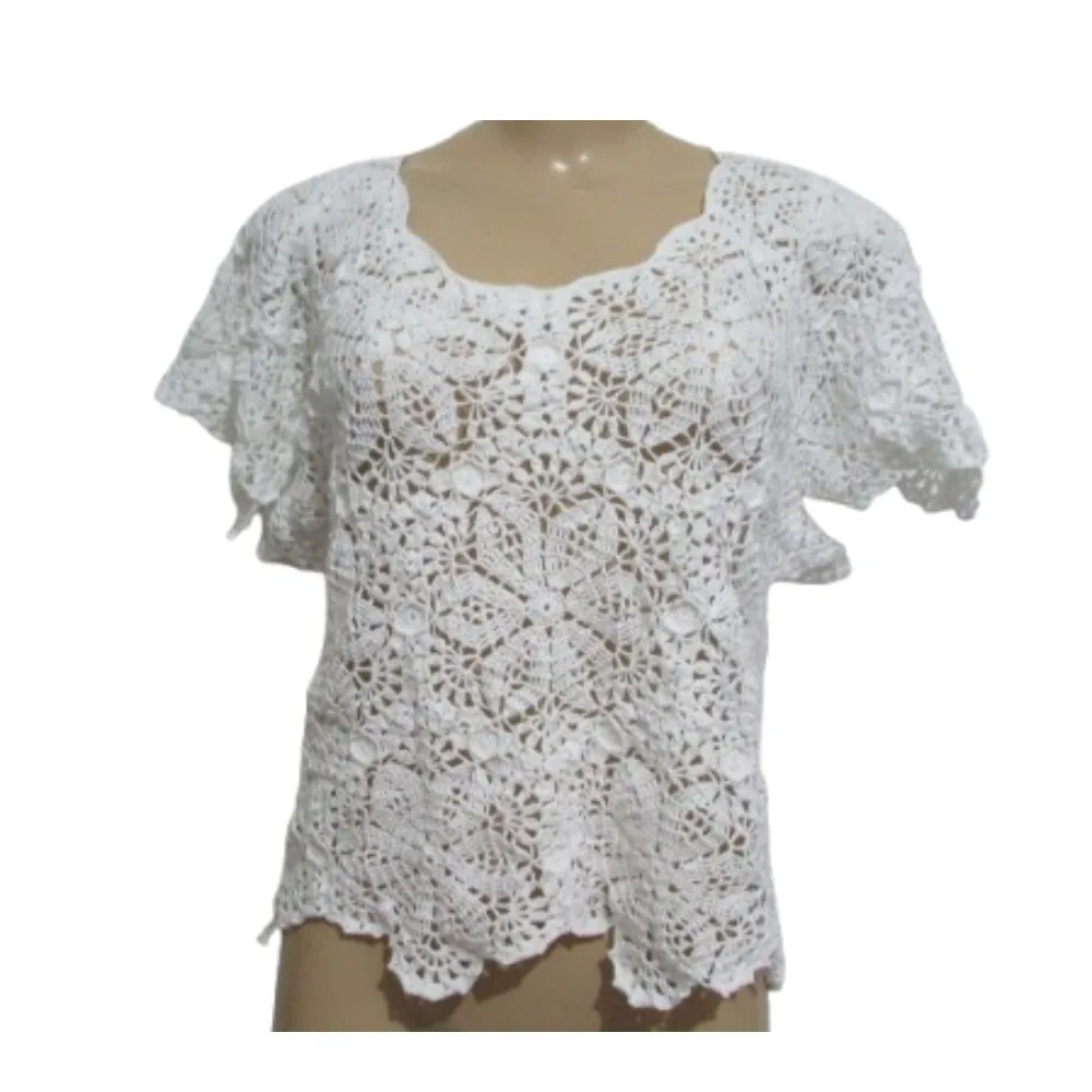 Blusa Crochê Artesanal Branca