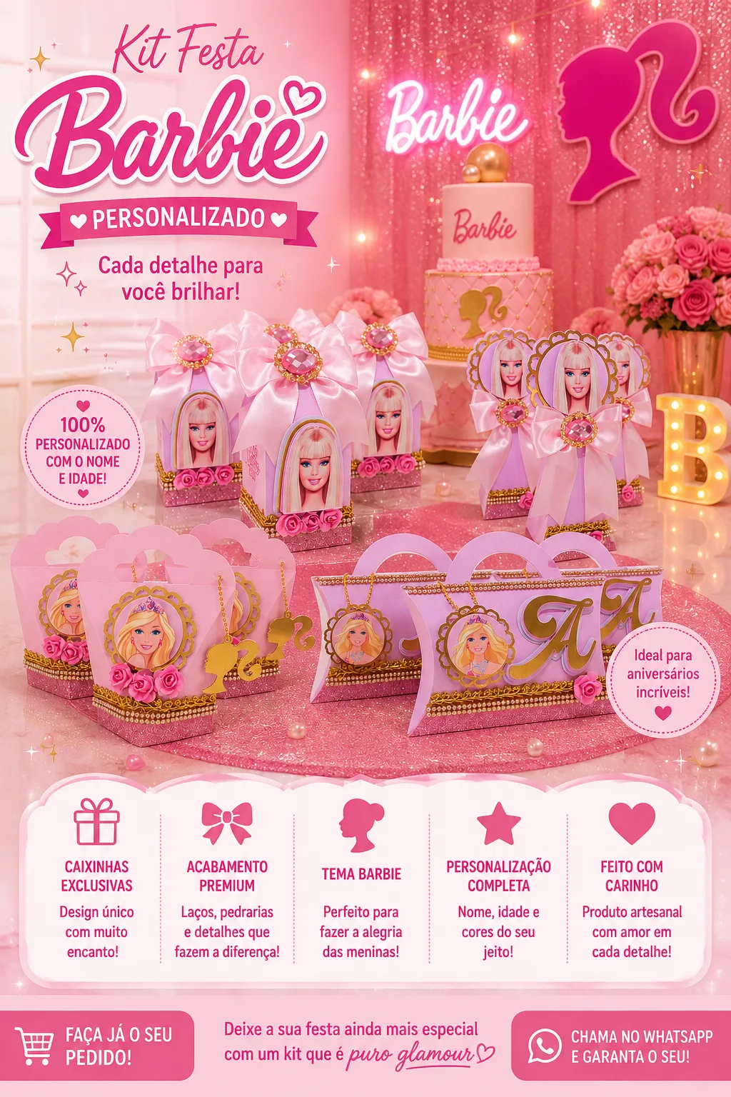 Kit Festa Barbie Personalizado - Caixas Exclusivas para Aniversários Glamourosos