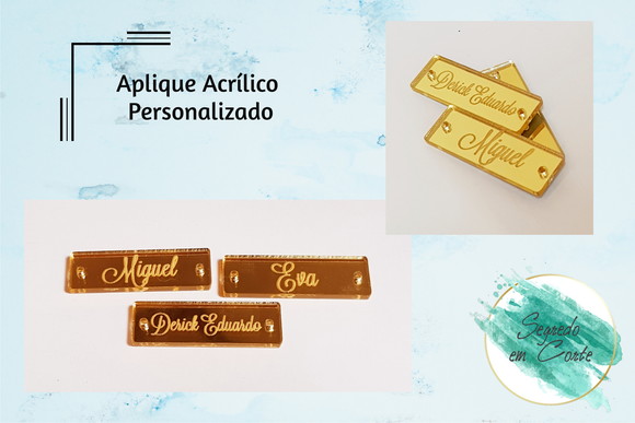 Medalha/tag em Acrílico Espelhado 3x1cm Personalizada