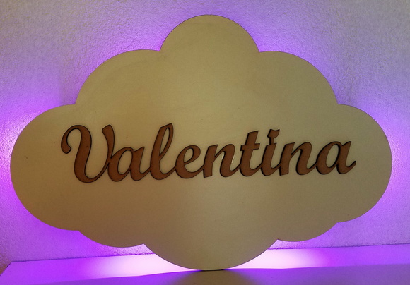 Nuvem com nome e led em 3 cores