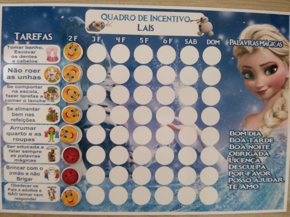 Quadro de Incentivo Frozen
