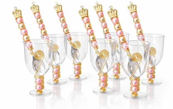 Kit Mini Taça + Colher Bordada Princesa / 15 Anos