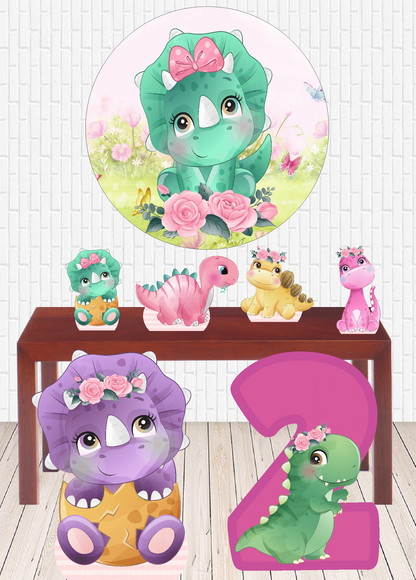 Kit Display Dino Menina Aquarela