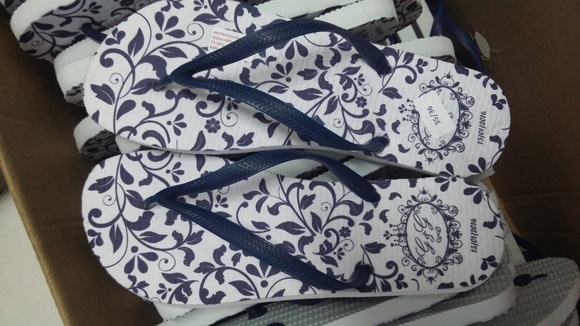 Chinelo Personalizado Arabesco Azul Marinho