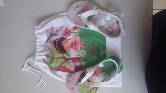 Chinelos mais saquinho personalizados