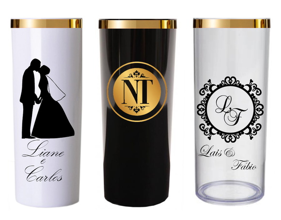 140 Copo Cristal com Borda Dourada