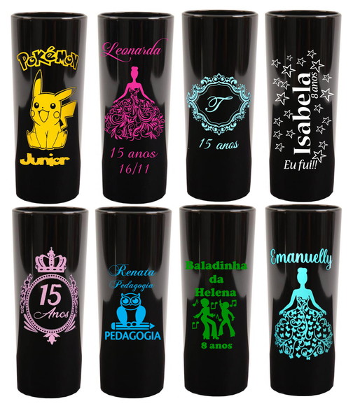 90 Copo Long Drink Personalizado 15 Anos Copo Preto