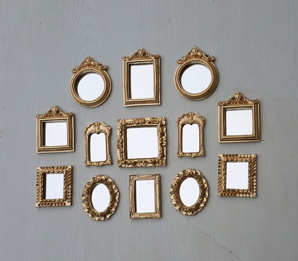 Kit Espelhos Decorativos de Parede Dourado