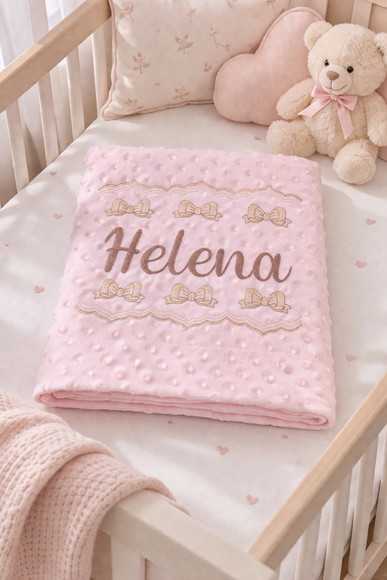 Manta de Bebê Bordada Personalizada Nome 1m x 0,75 cm