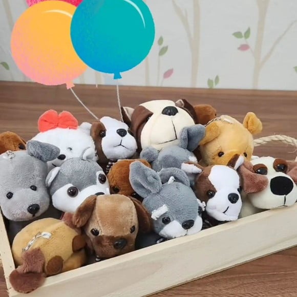 Adote Um Cachorrinho! Kit 15 Pelúcia na Cestinha