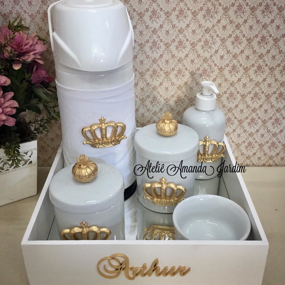 Kit Higiene Bebê Porcelana com Garrafa Térmica