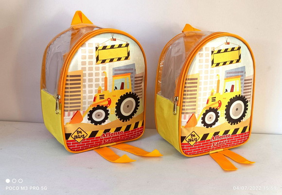 Mochila Personalizada Trator e Construção Lembrancinha