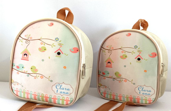 Mochila Personalizada Jardim Passaros Lembrancinha