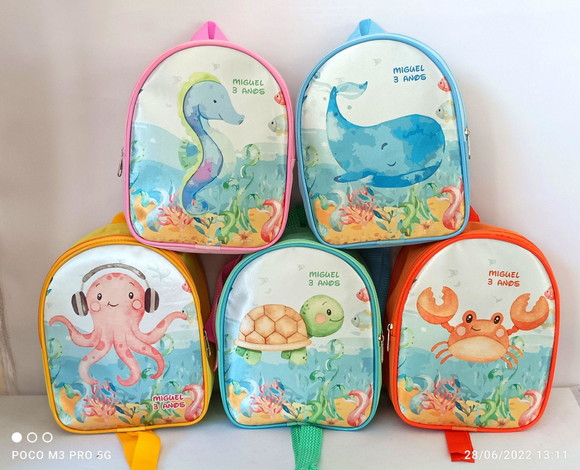 Mochila Personalizada Fundo Mar e Animais Marinhos
