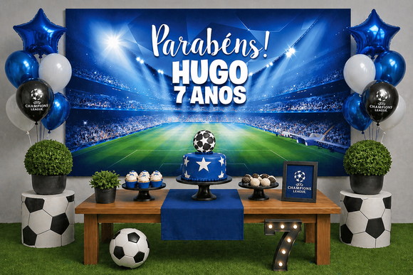 Painel Festa Tema Champions Futebol