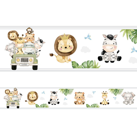 Kit 3 Faixas Decorativas Adesivo Infantil Safari Baby