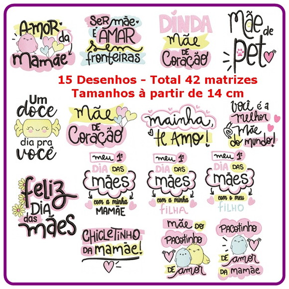 42 Matrizes Dia das Mães Mamãe Agulha feliz Matriz