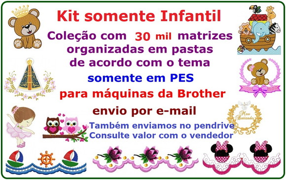 Kit Infantil C/30 Mil Matrizes Pes Por E-mail Bordado