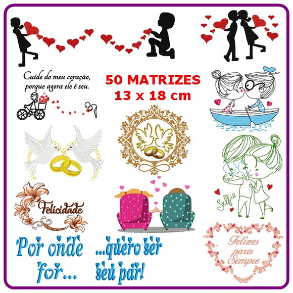Matriz Dia dos Namorados 50 Matrizes Agulha Feliz 13x18 cm