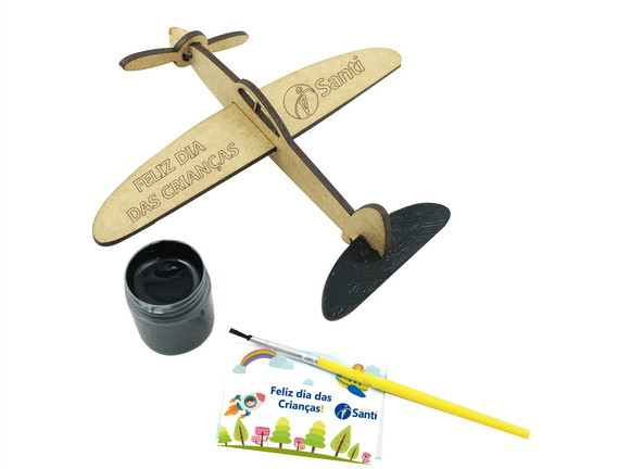 Lembrancinha para Aniversário Avião mdf com Tinta e Pincel