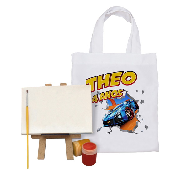 Lembrancinha Pintura com Sacolinha e Tela Lisa - Hotwheels