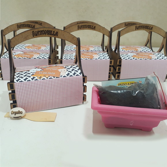 Kit Cestinha mdf com Semente Personalizada - Fazendinha