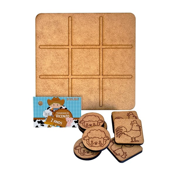 Lembrancinha Tabuleiro Jogo da Velha - Tema Fazendinha
