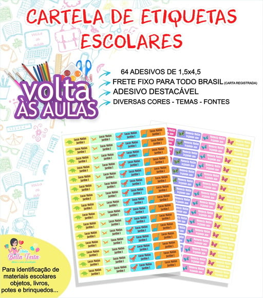 FRETE FIXO - Etiquetas Escolares