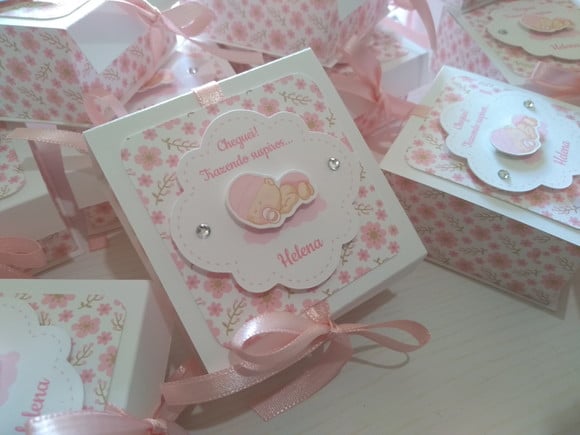 Lembrancinha Maternidade Caixa Suspiros Floral Rosa
