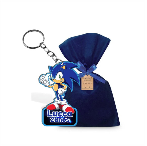 Chaveiro Sonic personalizado com saquinho e TAG