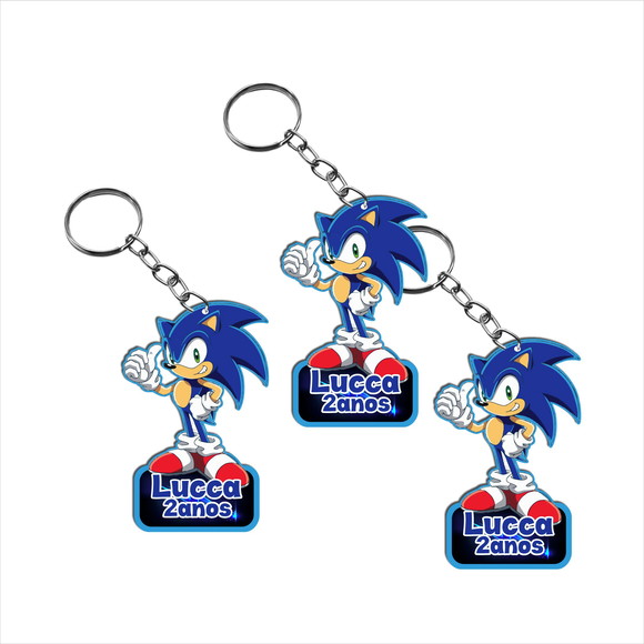 Chaveiro Sonic personalizado em MDF colorido