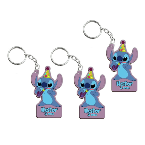 Chaveiro Stitch Aniversário Personalizado