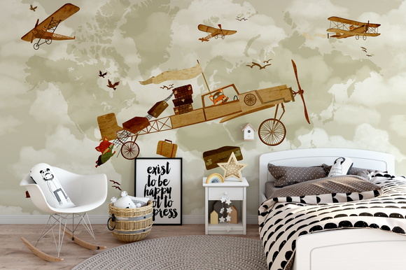 Papel de Parede Personalizado Infantil Aviador 001