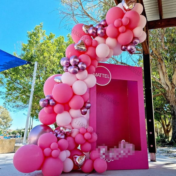 Kit Arco Desconstruído Fita Fácil Balões Barbie Tons de Rosa