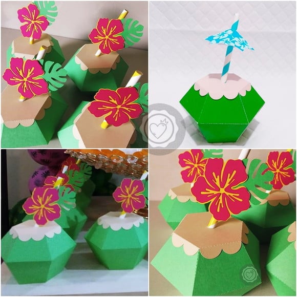 Arquivo de Corte Caixa Coco + Aplique de Flor