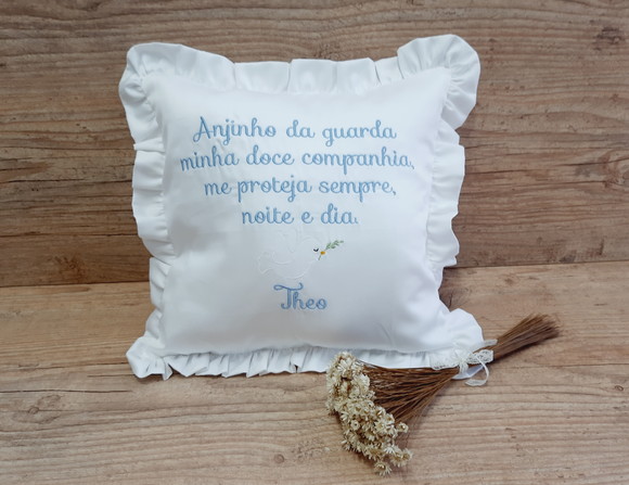Almofada Decorativa Anjo da Guarda Bordada