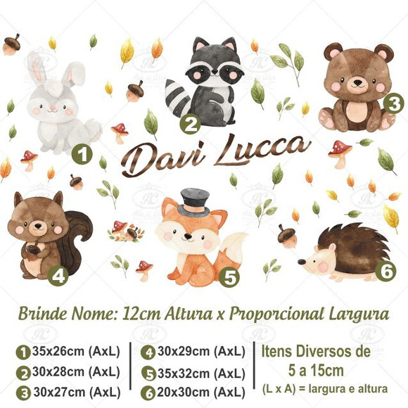 Adesivo de Parede Infantil Bosque Encantando - Bos01+nome