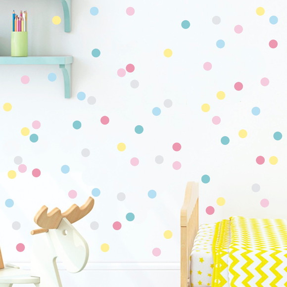 Adesivo de Parede Quarto Infantil Bolinhas-200un-tam 5 e 3cm