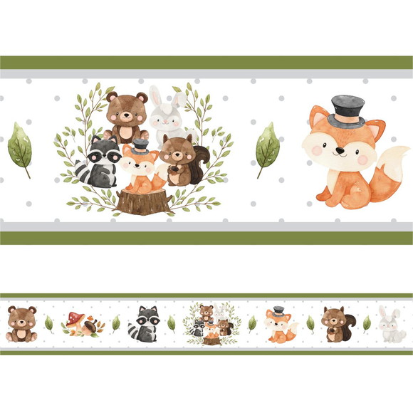 Adesivo Faixa Decorativa Bebê Bosque Encantado-fxbor55