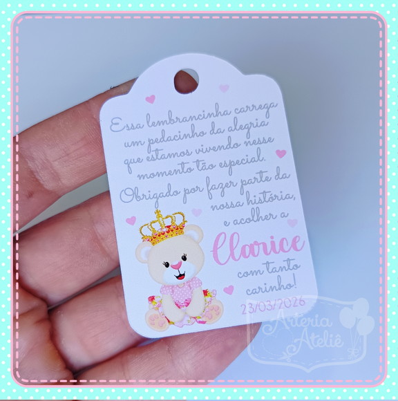 Tag Pendurar Nascimento Maternidade Ursinha Princesa