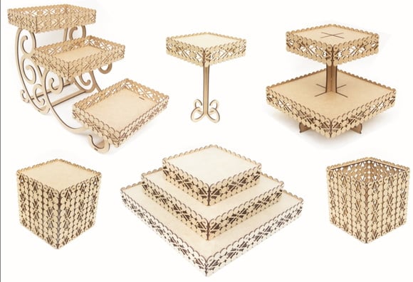 Kit Festas Reinado Pérolas em mdf Cru Bandejas Decoração