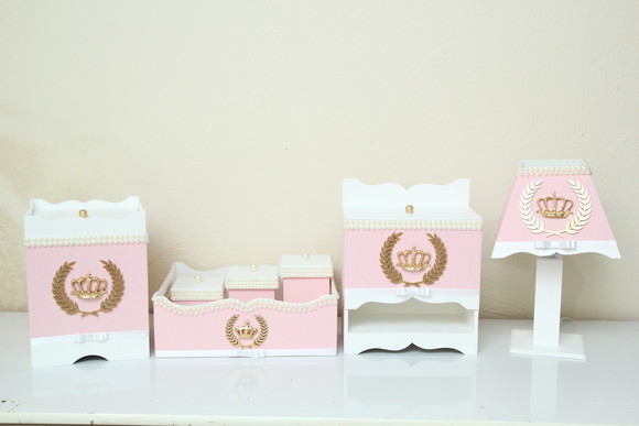 Kit completo para bebe rosa com pérolas