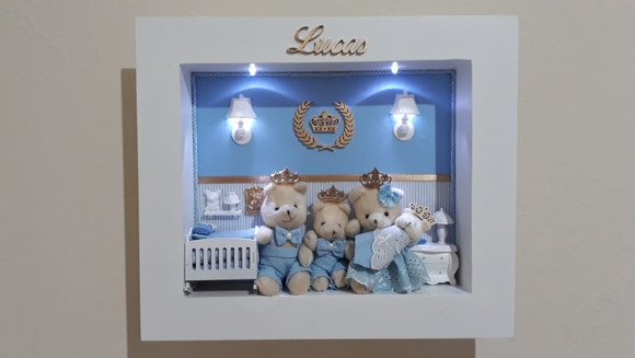 Porta Maternidade família ursos azul bebe Lucas