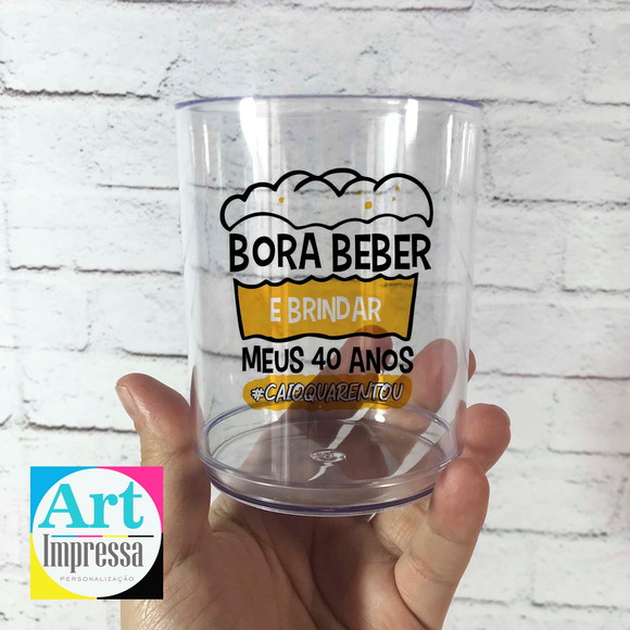 Copo Drink Short Acrílico Festa Boteco 40 Anos