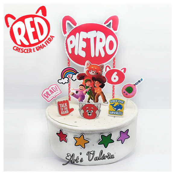 Topo de Bolo Red: Crescer é Uma Fera