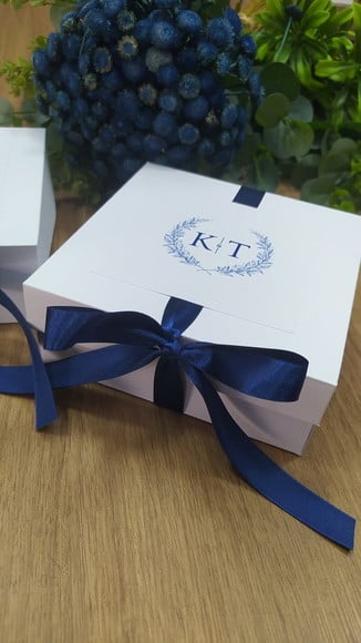 30 Caixas Padrinhos de Casamento - Azul Marinho- 13x13x5cm